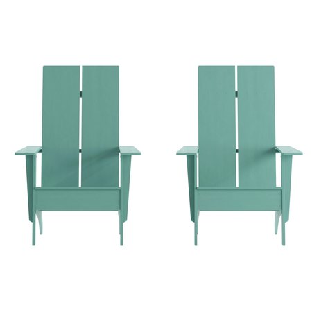 Flash Furniture Sea Foam Modern 2 Slat Back Adirondack Chairs, 2PK 2-JJ-C14509-SFM-GG